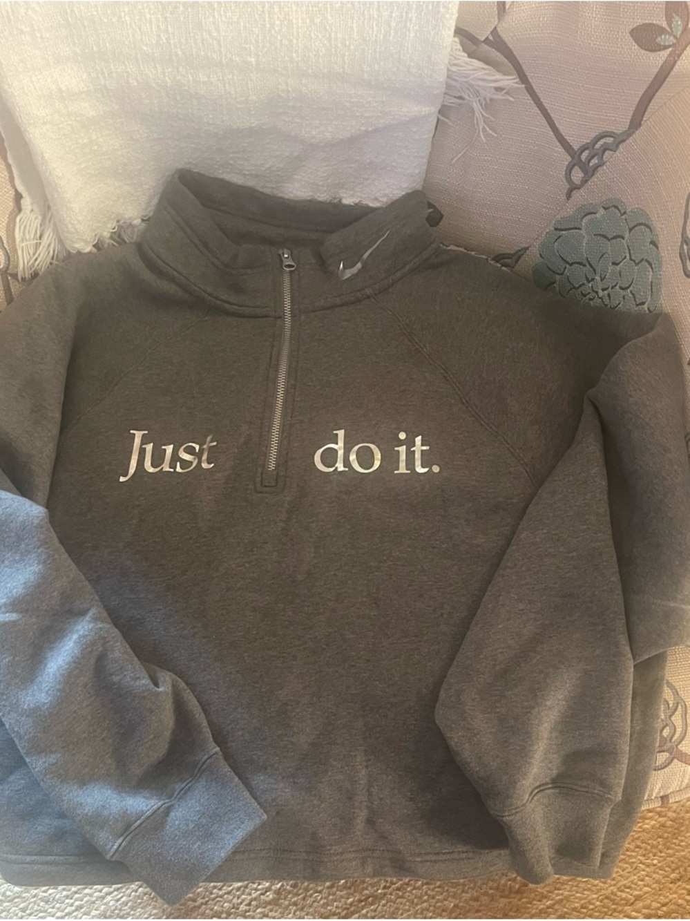 Nike Charcoal Gray 'Just do it.' Quarter-Zip Pullover